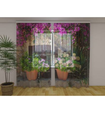 Benutzerdefinierter Vorhang - mit Blumen auf dem Fenster