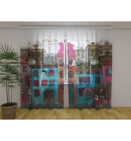 Maßgeschneidertes Zelt – mit farbigen Häusern