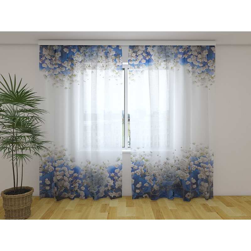 0,00 € Gordijn op maat - licht met witte bloemen