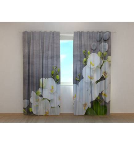 Custom curtain - with marble and white flowers