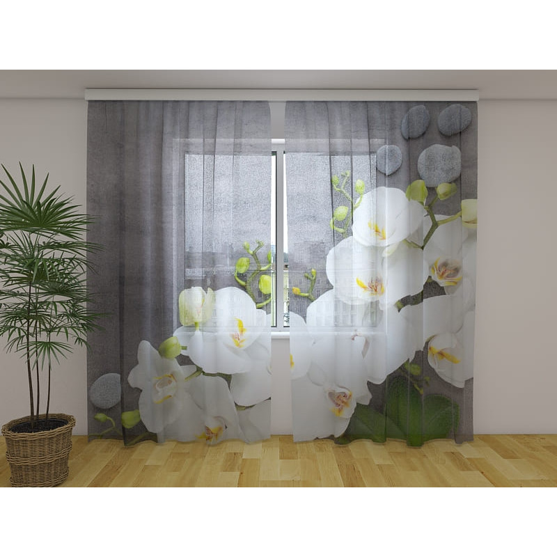 0,00 € Mukautettu verho - marmorilla ja valkoisilla kukilla