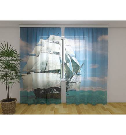 Custom tent - with a white sailing ship