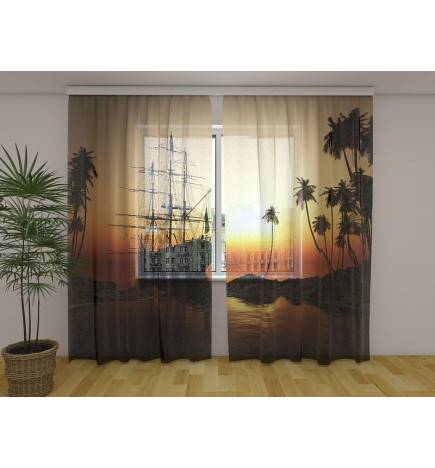 Kohandatud telk – purjelaev päikeseloojangul