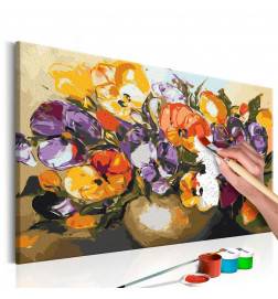 DIY canvas painting - Vase Of Pansies