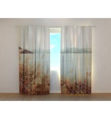 Personalized curtain - Lake and mountains in vintage style