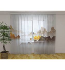 Personalisierter Vorhang - Misty und abstrakte Berge