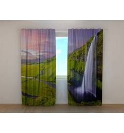Custom curtain - featuring Icelandic waterfalls