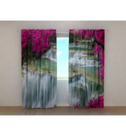 1,00 € Gordijn op maat - met een waterval van paarse bloemen