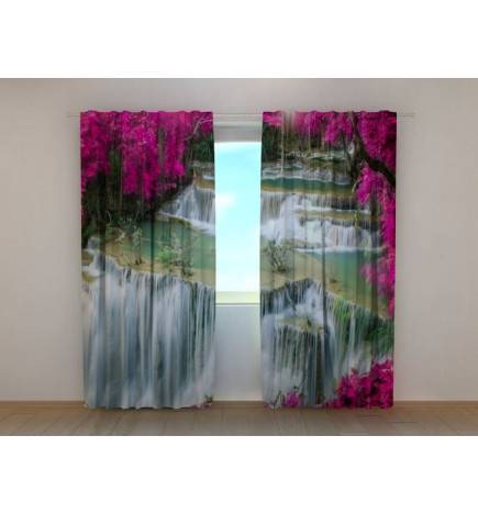 1,00 € Gordijn op maat - met een waterval van paarse bloemen