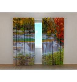 1,00 € Gordijn op maat - met een cascade van rode bloemen