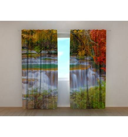 1,00 € Gordijn op maat - met een cascade van rode bloemen