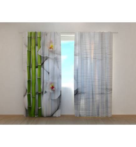 1,00 € Maßgeschneiderter Vorhang – Bambus und weiße Blumen