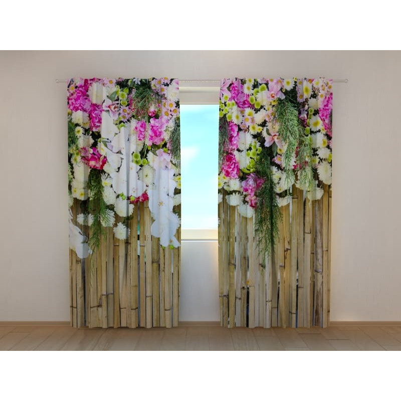 1,00 €Cortina personalizada - Bambu seco e flores coloridas