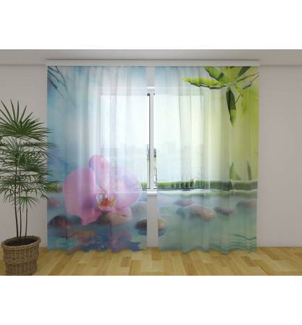 Kohandatud kardin - Jaapani oja ja orhideed