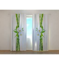 Maßgeschneiderter Vorhang – Weiße Orchideen und Bambus