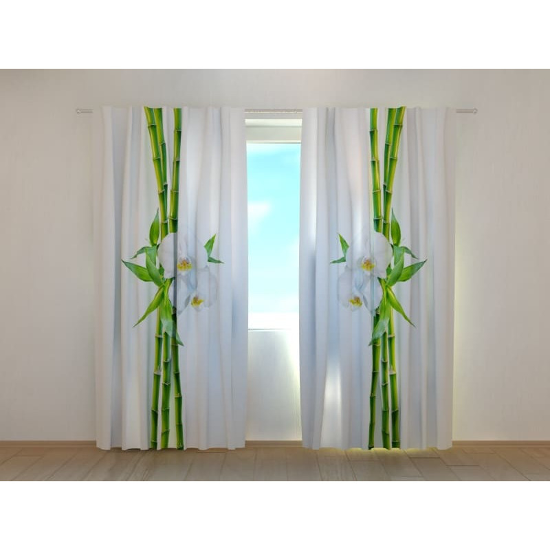 1,00 € Maßgeschneiderter Vorhang – Weiße Orchideen und Bambus