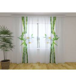 Cortina personalizada - Orquídeas blancas y bambú