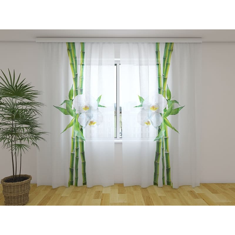 1,00 € Maßgeschneiderter Vorhang – Weiße Orchideen und Bambus