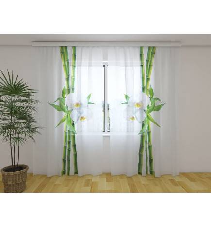 Cortina personalizada - Orquídeas blancas y bambú