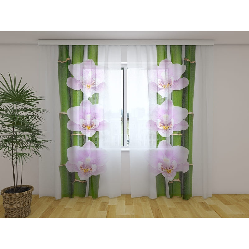 1,00 € Individualizuotos užuolaidos - Bambukas su šešiomis rožinėmis orchidėjomis