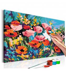 DIY canvas painting - Colourful Meadow Flowers