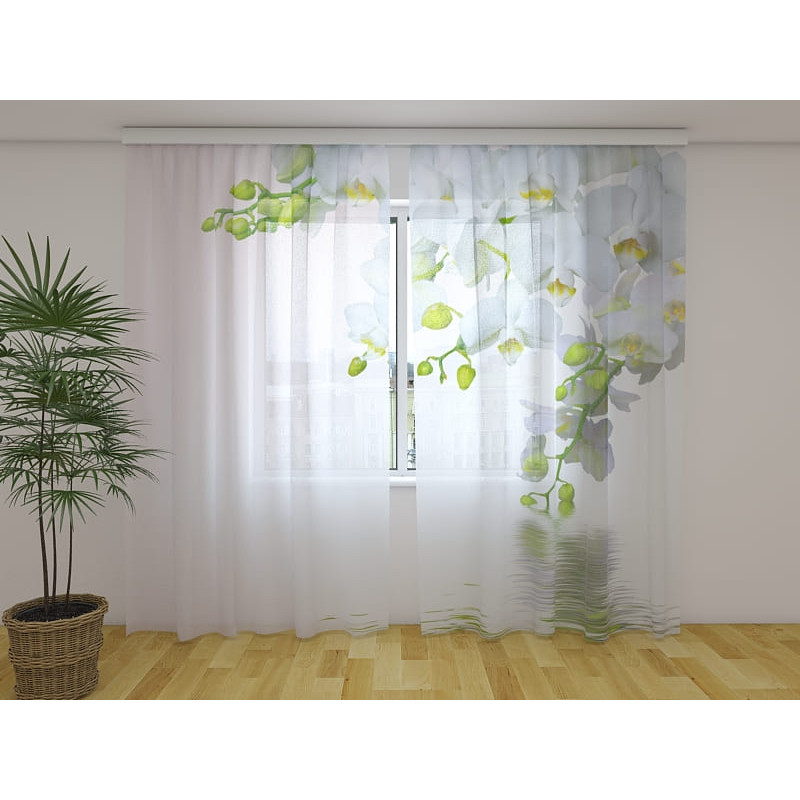 1,00 € Gordijn op maat - Met de witte bloemen op het meer