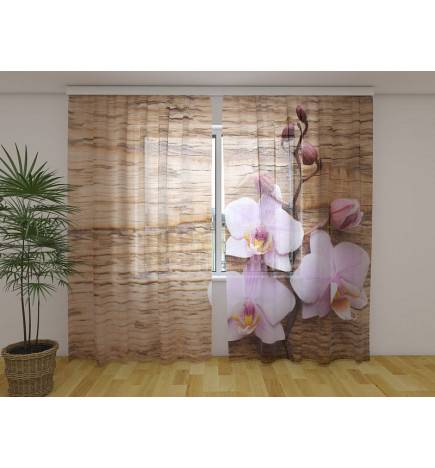 Custom curtain - With pink flowers on the wood