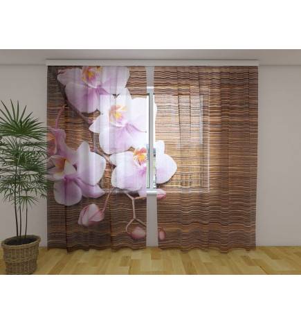 Cortina personalizada - Orquídeas sobre madeira - ARREDALACASA