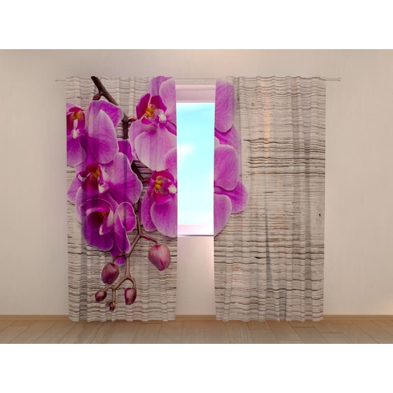 1,00 €Rideau Personnalisé - Orchidées Violettes sur Bois