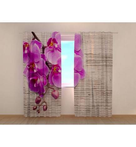 1,00 € Individueller Vorhang – Lila Orchideen auf Holz