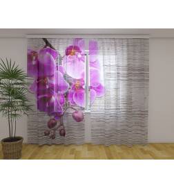 Individueller Vorhang – Lila Orchideen auf Holz