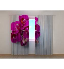 Tenda personalizzata - Orchidee viola sul legno grigio