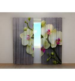 1,00 € Custom Curtain - Yellow Orchids on Wood