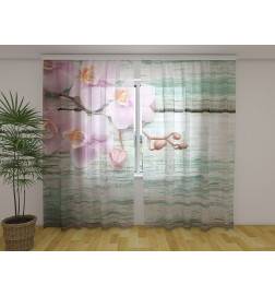 Custom Curtain - Pink Orchids on Rustic Wood