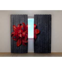 1,00 € Custom curtain - With red lilies on the wall