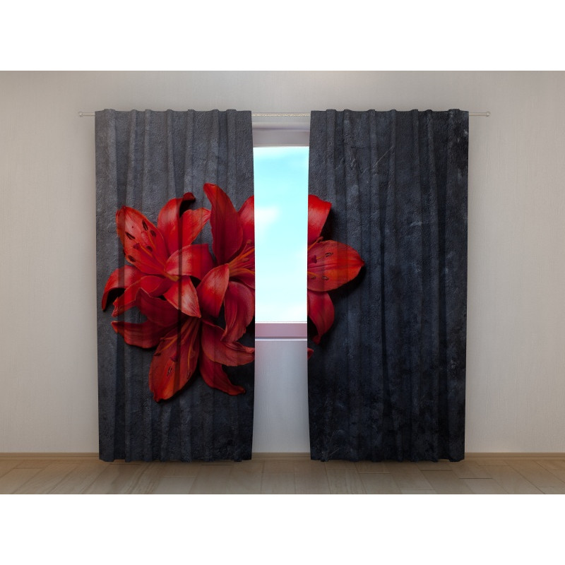1,00 € Custom curtain - With red lilies on the wall 1,00 € Custom curtain - With red lilies on the wall
