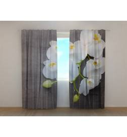 1,00 € Custom curtain - With the white flowers on the gray wall
