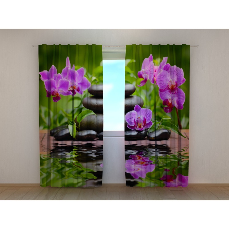 1,00 € Custom curtain - Orchids and stones in the stream
