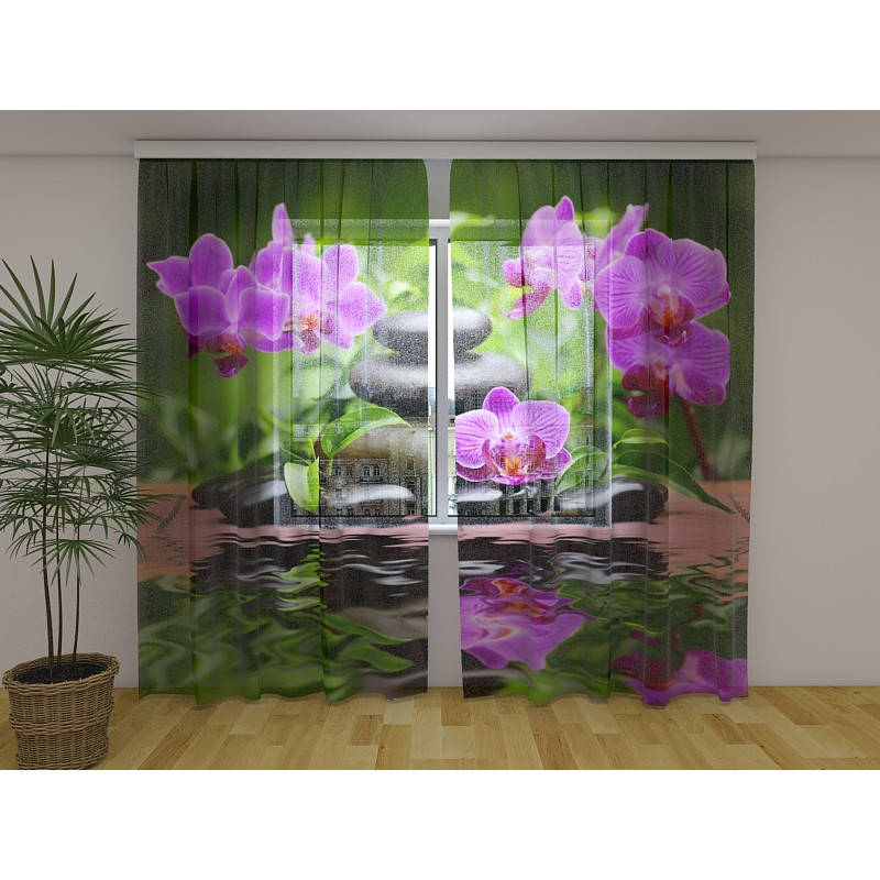 1,00 €Rideau personnalisé - Orchidées et pierres dans le ruisseau