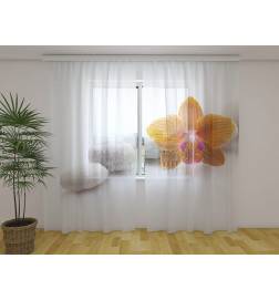 Mukautettu teltta - kivet ja oranssit orkideat