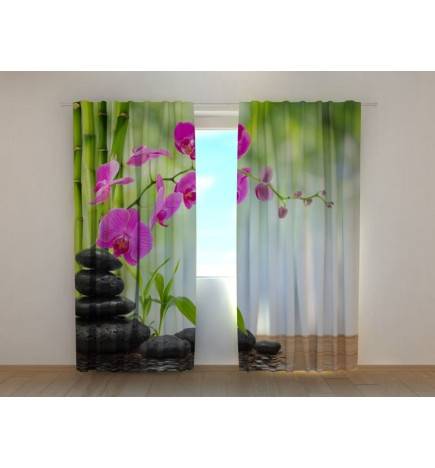 1,00 € Personalized curtain - Black stones and orchids - ARREDALACASA