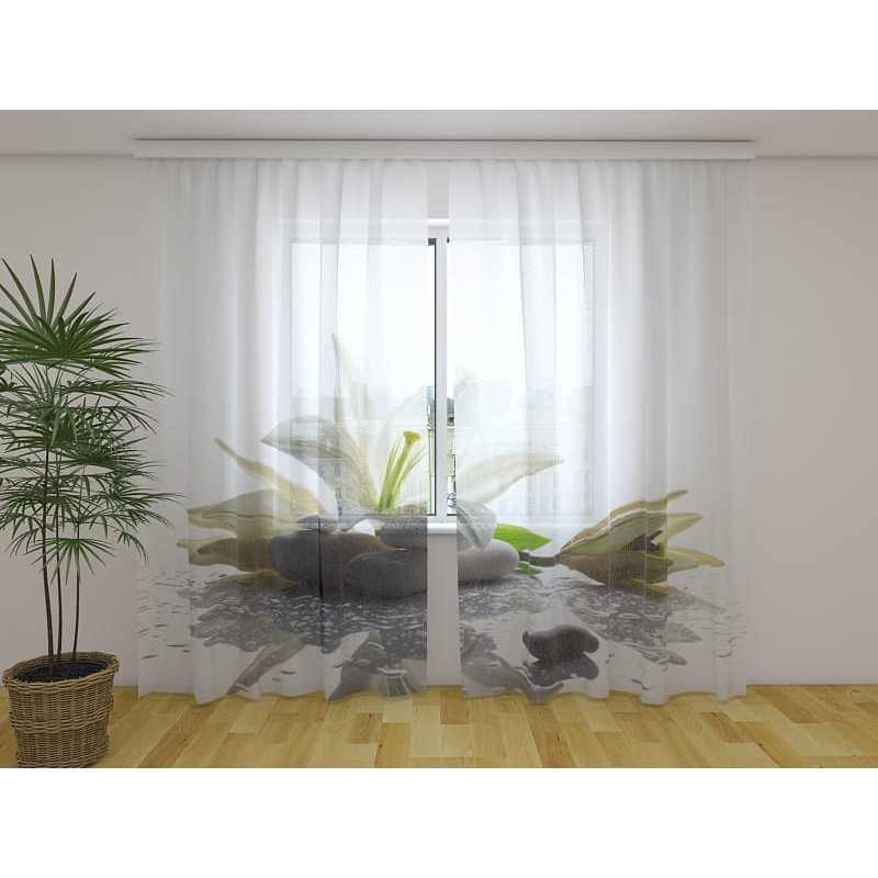 1,00 € Custom Curtain - Stones and White Lilies
