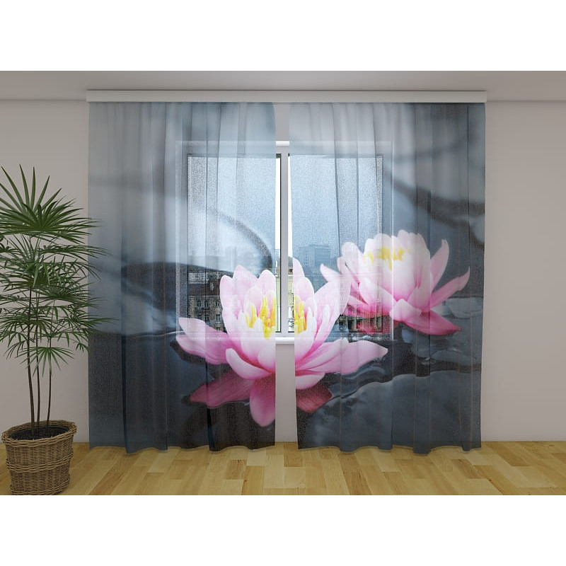 1,00 € Custom Curtain - Stones and Lotus Flowers
