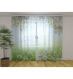 Personalized curtain - With a meadow of small white flowers