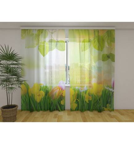 Custom curtain - White flowers in the green meadow