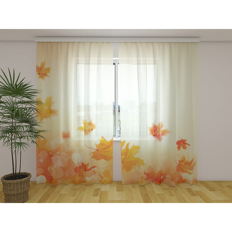 1,00 € Gordijn op maat - Met beige bladeren