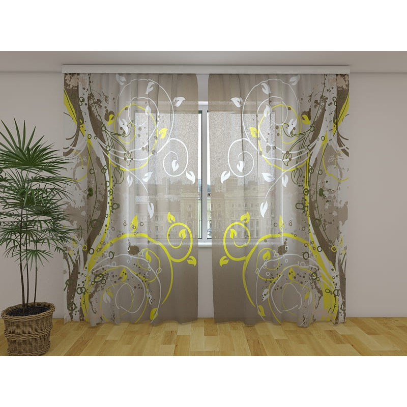 1,00 € Custom Curtain - Whimsical and colorful leaves