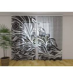 Custom curtain - With leaves in black and white