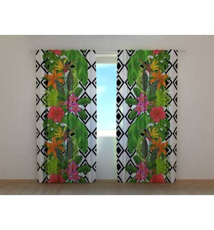 1,00 € Benutzerdefinierter Vorhang - Tropische Blätter und Blumen