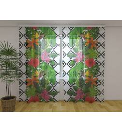 Custom Curtain - Tropical Leaves and Flowers